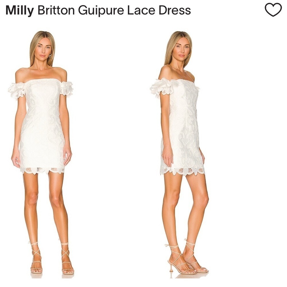 Milly White Guipure Lace Off-Shoulder Mini Dress